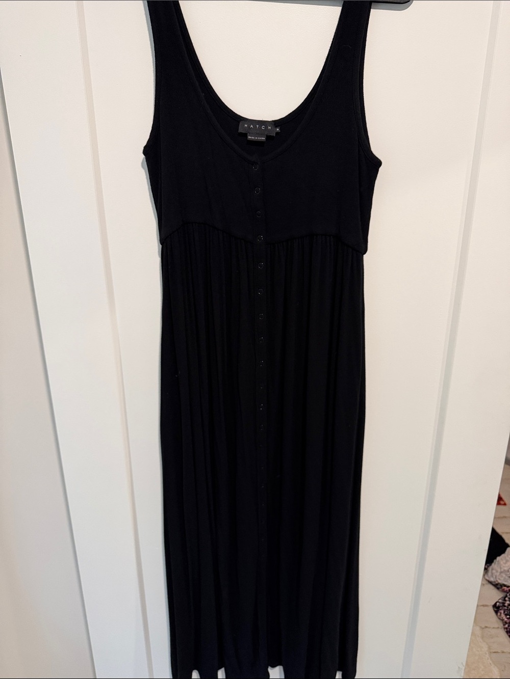 Hatch Maternity Sleeveless Black Maxi Dress with snaps